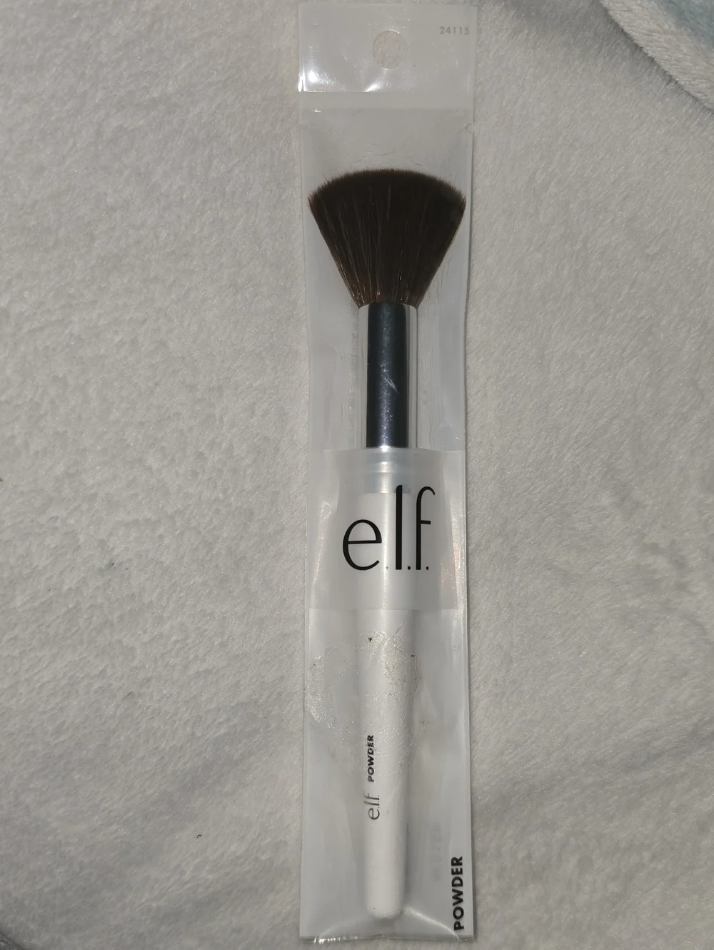 e.l.f. Powder Brush with White Handle and Brown Bristles